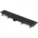 Душевой трап (лоток) Paini Medium CH850MC 85 см, с решеткой, перфорированный, черный матовый