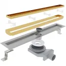 Душевой трап (лоток) Plumberia Selection In-Tile PST80OR 75,8 см, с решеткой, 2 в 1 под плитку, золотой