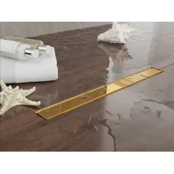 Душевой трап (лоток) Plumberia Selection In-Tile PST80OR 75,8 см, с решеткой, 2 в 1 под плитку, золотой
