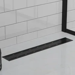 Душевой трап (лоток) Paini Line CH650LC 65 см, с решеткой, перфорированный, черный матовый