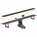Душевой трап (лоток) Pestan Confluo Premium Black Glass Gold Line 13100125 95 см, с решеткой, щелевой, золотой/матовый хром