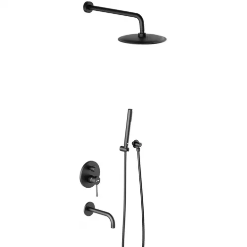 Душевой комплект Damixa Scandinavian Pure 936510300 со смесителем, 250 мм, черный матовый