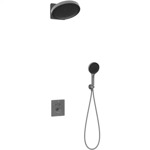 Душевой комплект Vincea Inspire VSFW-3I21MT3GM 300 мм, с термостатом, вороненая сталь