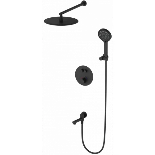 Душевой комплект Wonzon & Woghand WW-88929010-MB 300 мм, с термостатом, черный матовый