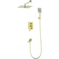 Душевой комплект Wonzon & Woghand Edge WW-88939003-BG 300 мм, со смесителем, золотой матовый