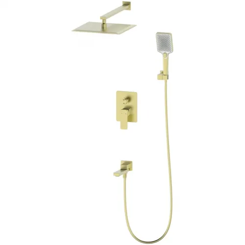 Душевой комплект Wonzon & Woghand Edge WW-88939003-BG 300 мм, со смесителем, золотой матовый
