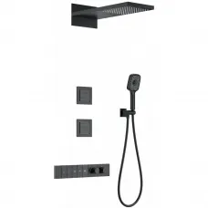 Душевой комплект Wonzon & Woghand WW-D4538-A-MB 230 мм, с термостатом, черный матовый