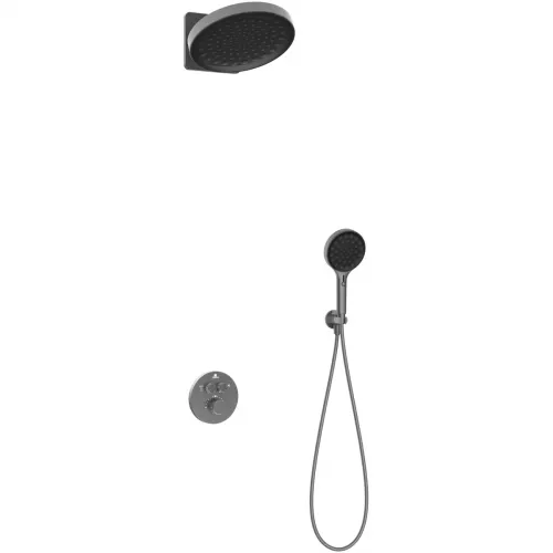 Душевой комплект Vincea Inspire VSFW-3I22MT3GM 300 мм, с термостатом, вороненая сталь
