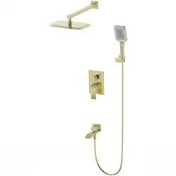 Душевой комплект Wonzon & Woghand Fit WW-88939009A-BG 300x200 мм, со смесителем, золотой матовый
