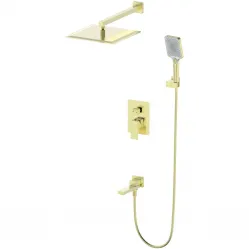 Душевой комплект Wonzon & Woghand Cube WW-88939016-BG 300 мм, со смесителем, золотой матовый