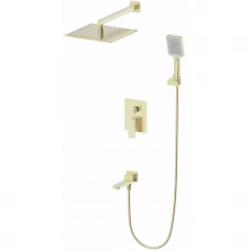Душевой комплект Wonzon & Woghand Cube 2.0 WW-88087068-BG 300 мм, со смесителем, золотой матовый