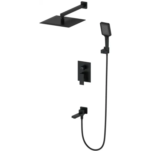 Душевой комплект Wonzon & Woghand Cube WW-88939016-MB 300 мм, со смесителем, черный матовый