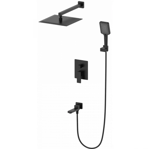 Душевой комплект Wonzon & Woghand Cube 2.0 WW-88087068-MB 300 мм, со смесителем, черный матовый