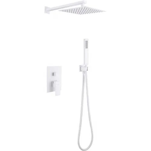 Душевой комплект Abber Daheim AF8219W 250 мм, со смесителем, белый матовый