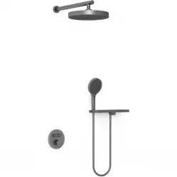Душевой комплект Vincea Inspire VSFW-3I22MT2RGM 300 мм, с термостатом, вороненая сталь