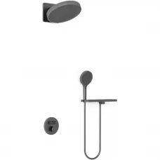Душевой комплект Vincea Inspire VSFW-3I22MT3RGM 300 мм, с термостатом, вороненая сталь