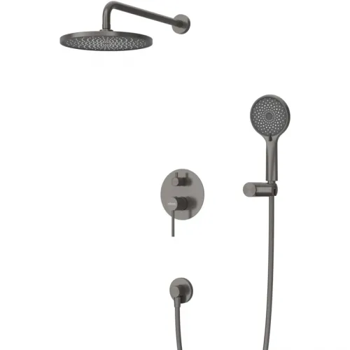 Душевой комплект Cezares Relax RELAX-DSET-GM 220 мм, со смесителем, оружейная сталь