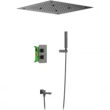 Душевой комплект Timo Petruma SX-5019/18SM 500 мм, с термостатом, вороненая сталь