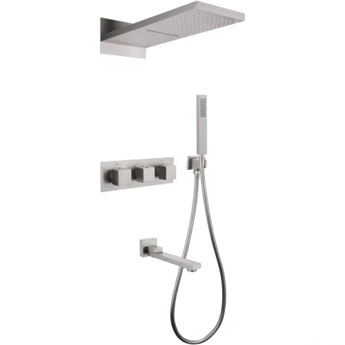 Душевой комплект Abber Daheim AF8253SP 230 мм, с термостатом, сатин