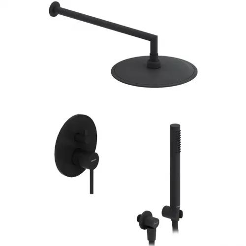 Душевой комплект Damixa Scandinavian Pure 936520300 250 мм, со смесителем, черный матовый
