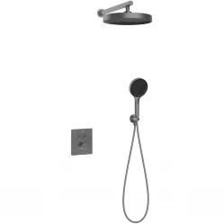 Душевой комплект Vincea Inspire VSFW-3I21MT2GM 300 мм, с термостатом, вороненая сталь
