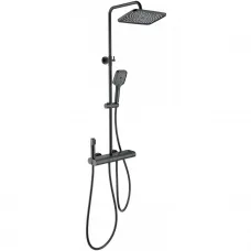 Душевая система Wonzon & Woghand Muse Legato WW-B4129-MB 300x200 мм, с термостатом, черный матовый