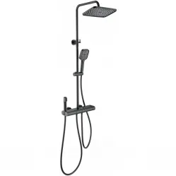 Душевая система Wonzon & Woghand Muse Legato WW-B4129-MB 300x200 мм, с термостатом, черный матовый