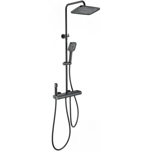 Душевая система Wonzon & Woghand Muse Legato WW-B4129-MB 300x200 мм, с термостатом, черный матовый