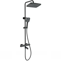 Душевая система Wonzon & Woghand Stay 2 WW-B3016-T1-MB 300x192 мм, с термостатом, черный матовый