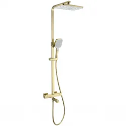 Душевая система Wonzon & Woghand Stay 3 WW-B3026-T1-BG 300x200 мм, с термостатом, золотой матовый