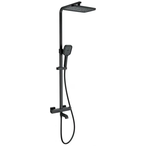 Душевая система Wonzon & Woghand Stay 3 WW-B3026-T1-MB 300x200 мм, с термостатом, черный матовый