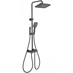 Душевая система Wonzon & Woghand Muse Corno WW-B3112-MB 300x200 мм, с термостатом, черный матовый
