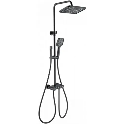 Душевая система Wonzon & Woghand Muse Corno WW-B3112-MB 300x200 мм, с термостатом, черный матовый