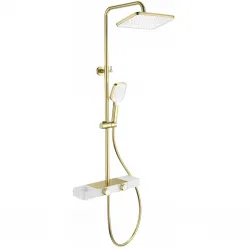 Душевая система Wonzon & Woghand Shelf WW-B3552-BG 300x200 мм, с термостатом, золотой матовый