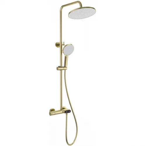 Душевая система Wonzon & Woghand Muse Corno WW-B2091-A-BG 255 мм, с термостатом, золотой матовый