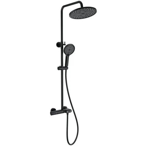Душевая система Wonzon & Woghand Muse Corno WW-B2091-A-MB 255 мм, с термостатом, черный матовый