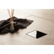 Душевой трап Pestan Confluo Standard Black Glass 1 13000089 144x144/50 мм, с решеткой, щелевой, хром/черный глянец