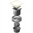 Душевой трап 144x144/50 мм белый глянец/золотой Pestan Confluo Standard White Glass Gold Vertical 13000167
