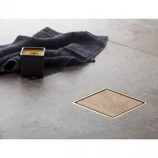 Душевой трап Pestan Confluo Standard Dry Ceramic Gold 1 13000123 94x94/50 мм, с решеткой, под плитку, золотой