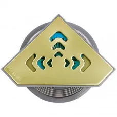 Душевой трап Pestan Confluo Standard Angle Gold Vertical 13000131 194x194/50 мм, с решеткой, перфорированный, золотой