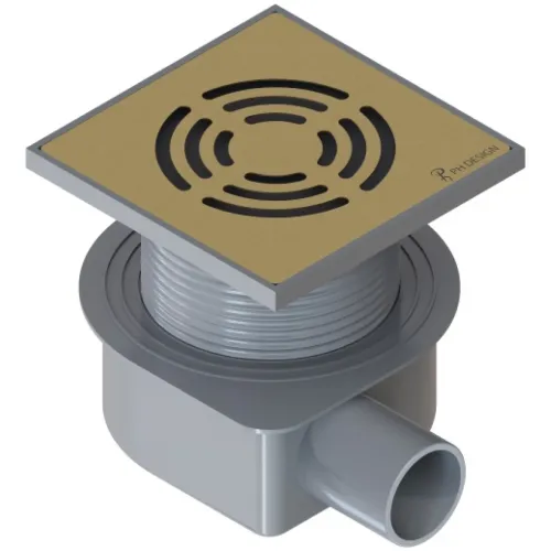 Душевой трап Boheme Smart Design 984-10-MG 100x100/50 мм, с решеткой, перфорированный, золотой матовый