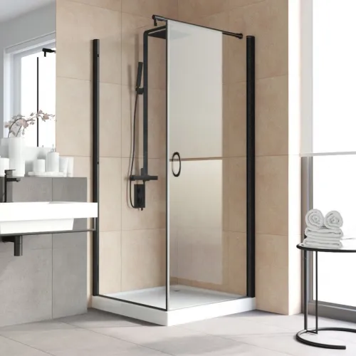 Душевой уголок Vegas Glass EP-Fis LUX 90*120 02M crystalvision R 90x120 см R, профиль черный матовый, стекло прозрачное