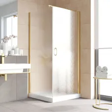 Душевой уголок Vegas Glass EP-Fis LUX 90*110 09 02 R 90x110 см R, профиль золотой, стекло шиншилла