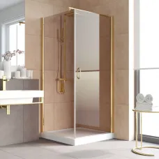 Душевой уголок Vegas Glass EP-Fis LUX 90*110 09 05 R 90x110 см R, профиль золотой, стекло бронза