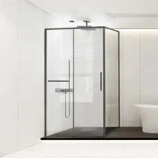 Душевой уголок Vincea Slim Soft VSR-1SS8011CLGM 110x80 см, профиль вороненая сталь, стекло прозрачное