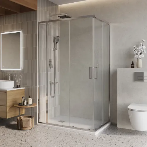 Душевой уголок BelBagno Luce LUCE-AH-21-130/80-C-Cr 130x80 см, профиль хром, стекло прозрачное