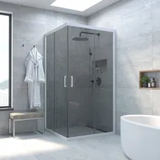 Душевой уголок Vegas Glass ZA NOVO h2000 100 01 07 100x100 см, профиль белый, стекло графитовое
