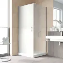 Душевой уголок Vegas Glass EP-Fis LUX 90*100 08 10 L 90x100 см L, профиль хром, стекло сатин