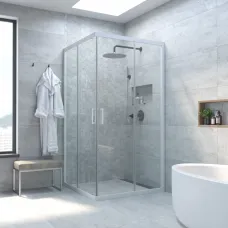 Душевой уголок Vegas Glass ZA NOVO h2000 100 01 01 100x100 см, профиль белый, стекло прозрачное