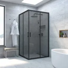 Душевой уголок Vegas Glass ZA NOVO h2000 110 02M 07 110x110 см, профиль черный матовый, стекло графитовое